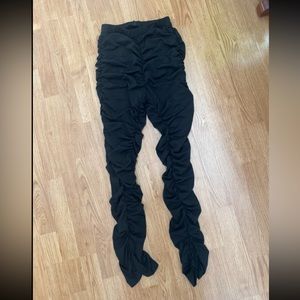 womens black ruched pants leggings